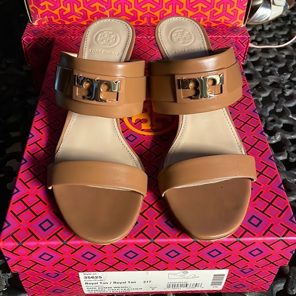 tan tory burch wedges